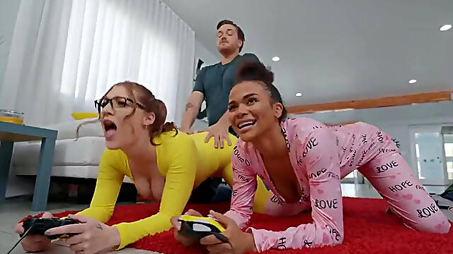 Reality Kings Hotties Demanded Some Dick While Gaming - Aria Kai, Alina Ali, Kyle Mason