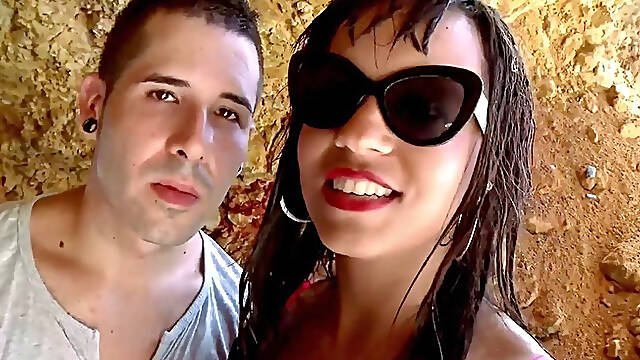 French ebony girl loves squirting on the beach after getting her pussy plowed h