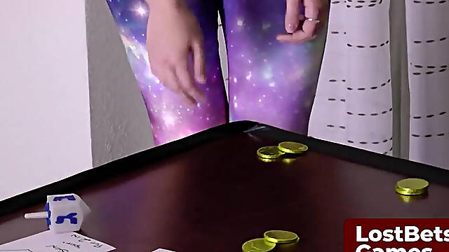 Experience a Strip Dreidel game with three gorgeous babes