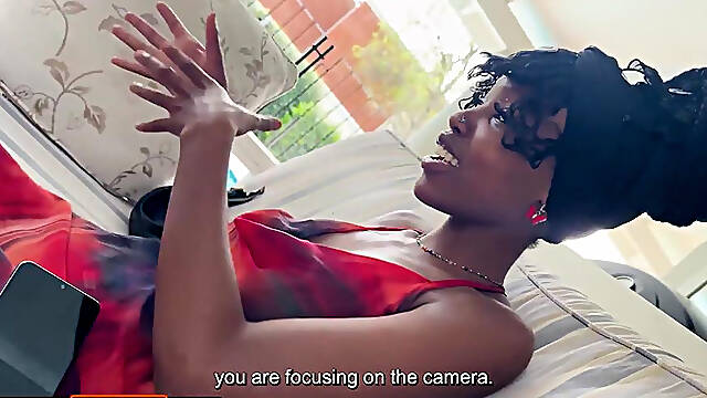 I had this 18YO EBONY AMATEUR on my couch trying to act shy... she exposed herself once my BWC was out