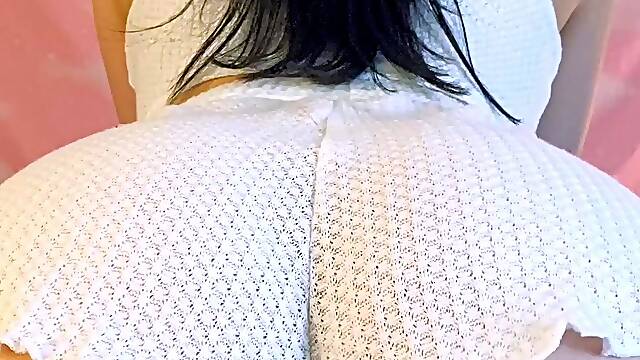 Brunette with big boobs teasing on webcam