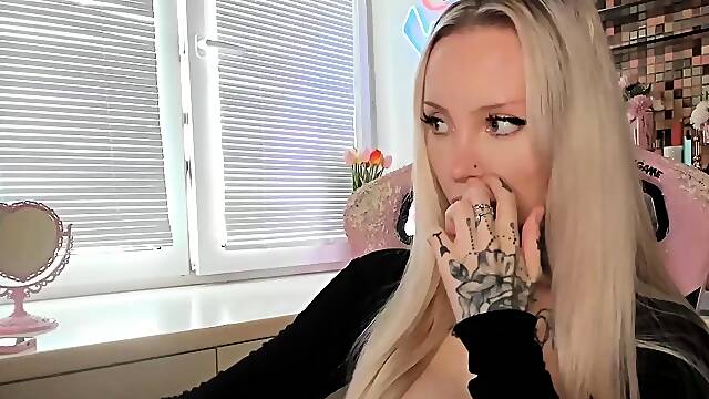 Hot blonde with big boobs solo