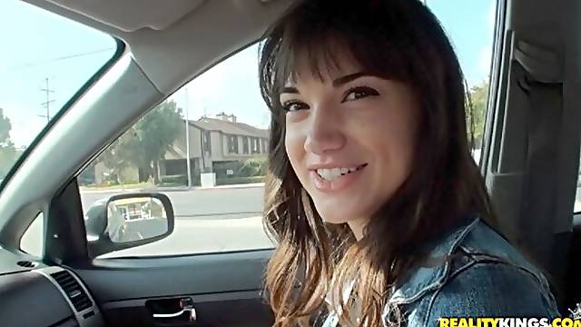 Aesthetic hottie Paris Lincoln fucked in the doggy style pose