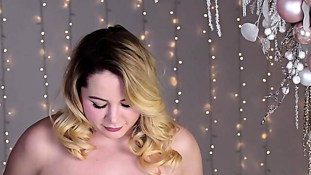 Blonde with big boobs fucked from behind before tit wanking