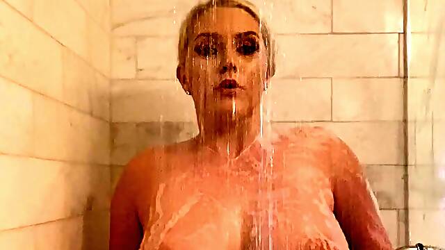 Horny big boobed fat chubby busty blonde