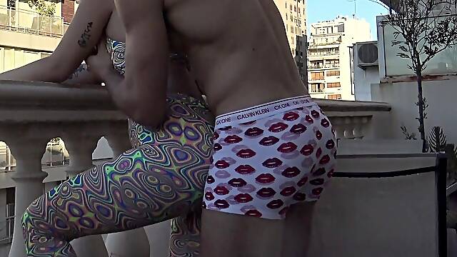 Hot White Booty Argentinian Gets Fucked in the Terrace -