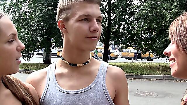 Grace & Madelyn in two hot pick up girls having hard sex with a guy