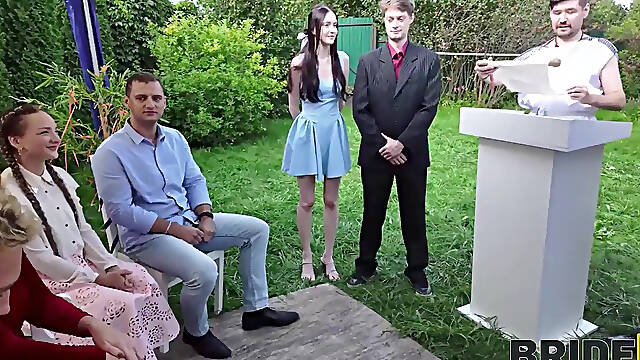 Busty Bride started anal orgy during wedding day