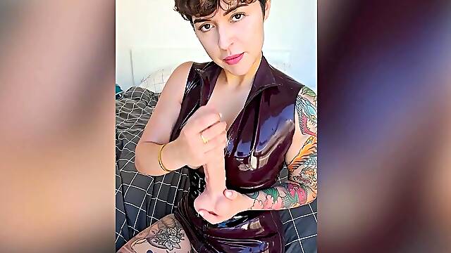 Inked Hottie Teases Her Pussy With Dildo