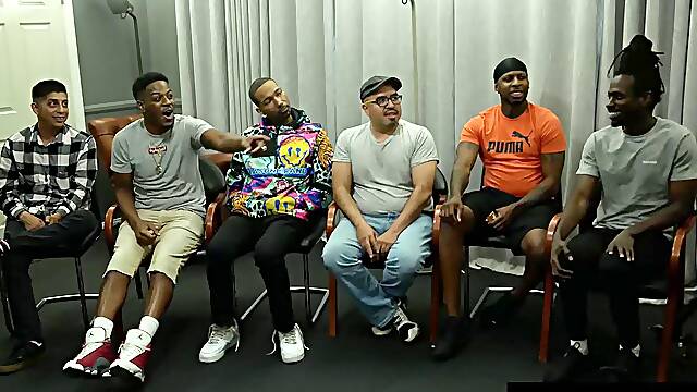 Riley Jeans Big Tits Bounce as Cute Redhead Sucks Big Cocks in Interracial Gangbang Orgy