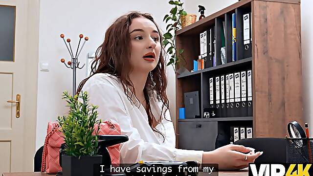 Busty European Stunner with Massive Tits Fucked Hardcore in Office After Loan Officer Praises Her Curves