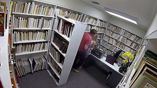 College babe Aubrey Sinclair sucks dick at the campus library