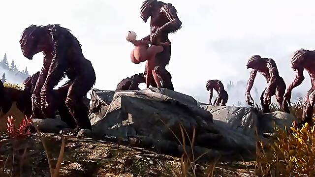 2B GETS BANGED BY TROLLS OUTSIDE [SKYRIM]