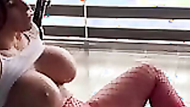 Sexy babe with huge tits gets her ass drilled in sweaty workout at gym