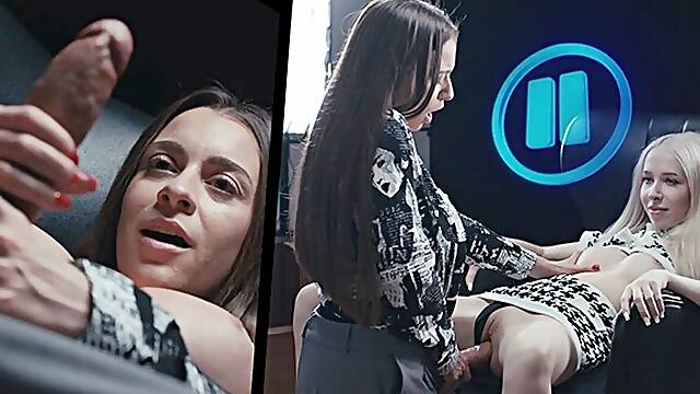 Time Stop Futa Surprise - HUGE Tits Brunette Grows Cock Freezes Time and Uses Blonde in Hardcore Sex