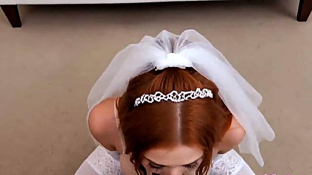 Wicked bride caught fucking and swallowing every inch before vows