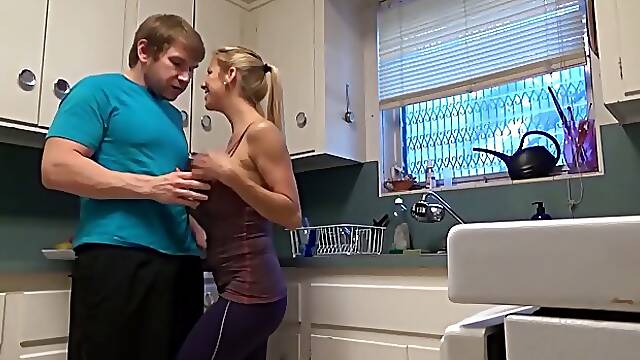 Naughty blonde woman, Alexis Fawx got down and dirty with her step- son, just for fun