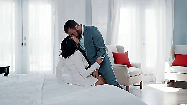 Busty brunette, Adriana Chechik is having wild sex with Chad White, in the middle of the day