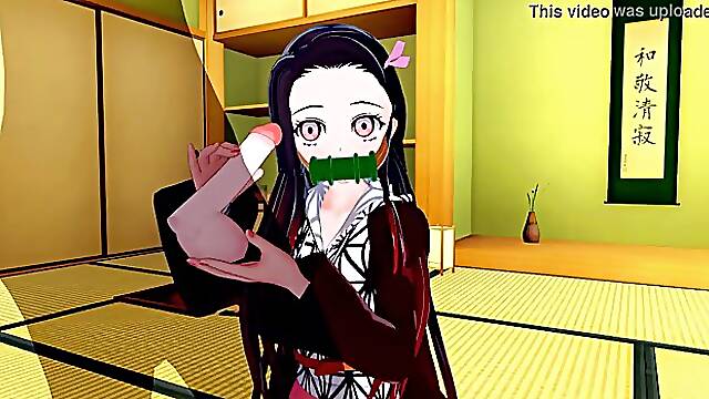 Cartoon babe, Nezuko is having wild sex with a demon and enjoying it a lot
