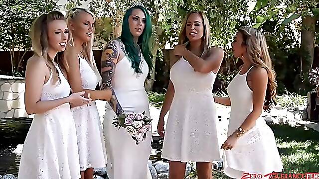 Busty bride Kenzie Taylor and her bridesmaids get into hot orgy
