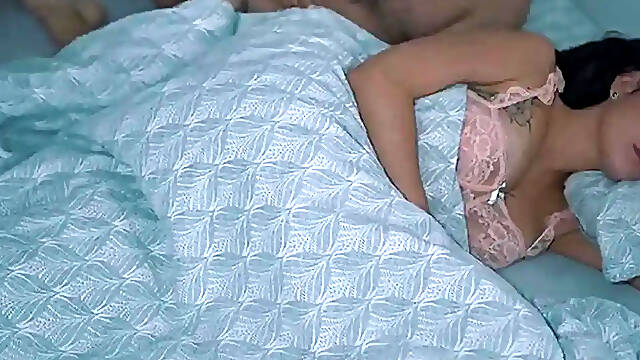 Busty Step Mom gives handjob in Step Son's room and shares bed with cum in pussy