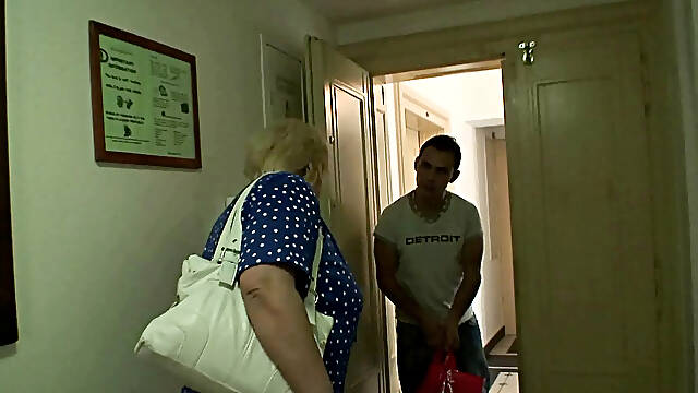 Blond Granny Rides Cock