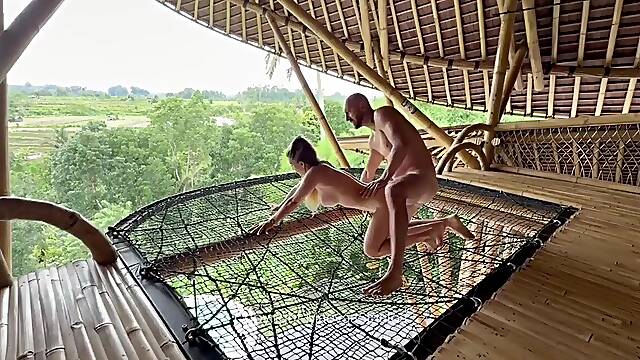 Amateur French wife gets her big-assed, big-boobed body filled with a