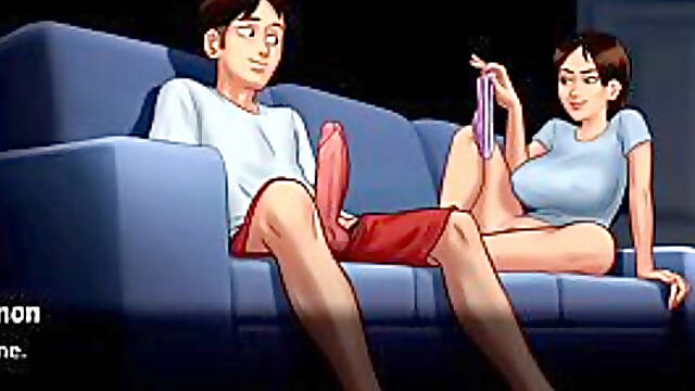Curvy 3D girl meets her stepmom in a dating game