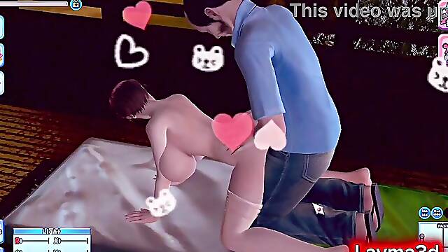 Hotty anime babe gets a big 3D cock sucked on the beach in animated Hentai