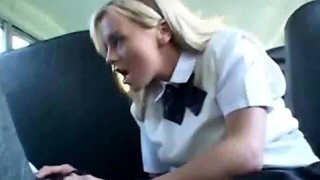 White Legal Age Teenager Sucks in Japanese School Bus!