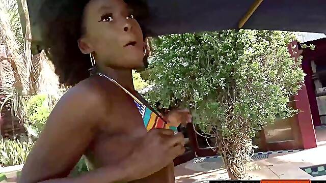 Big Tits Ebony Anal Stretched By Big White Cock POV In Interracial Hookup