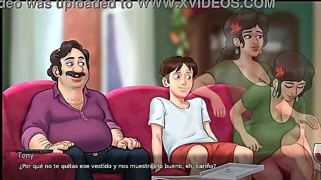 My stepmother drags me behind the stove to make me fuck her all the time - summertime saga