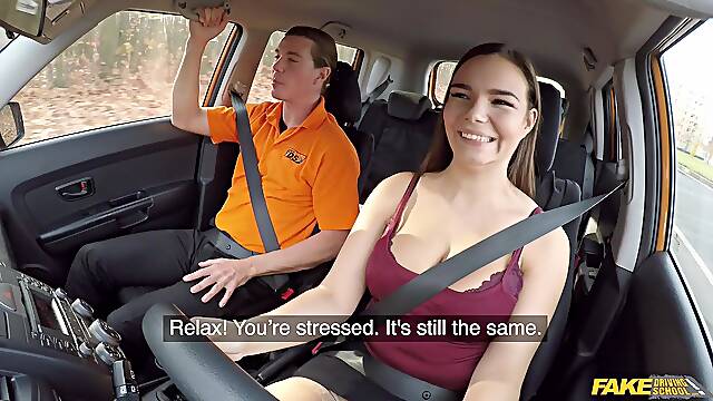 Curvy Brunette Sofia Lee Sucks Hot Cock because she almost failed the exam - Ricky Rascal