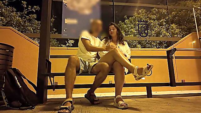 Stranger Tempted a mother I'd like to fuck at a Bus Stop. Outdoor sex