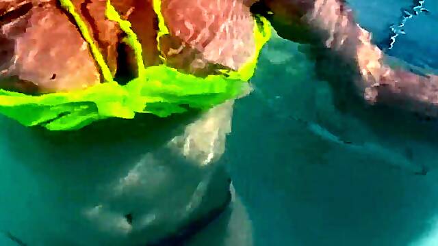 Artemisia Love Flashing Her Flawless Large Boobs Underwater and Smokin a Cigarette