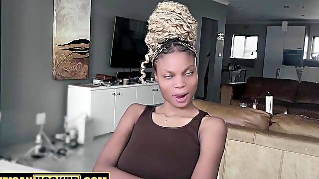 This BROKE BLACK STUDENT told her BOYFRIEND would take her to LA... ended up earning it on my daybed