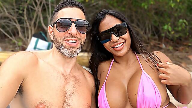 Large Breasts Thai Bombshell Gets Picked up in Public Beach