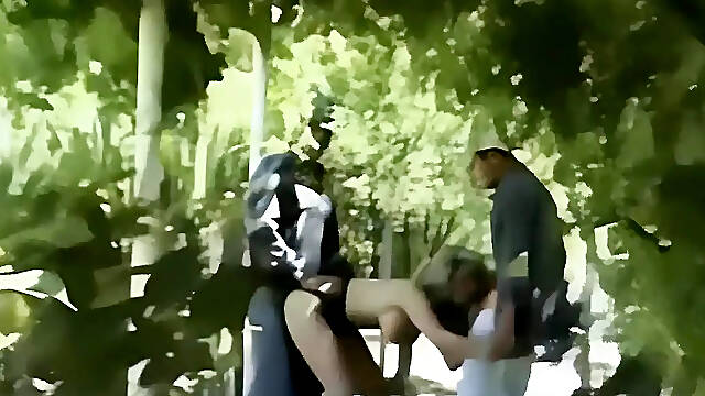 Breasty Blond Drilled by 2 Large Dongs