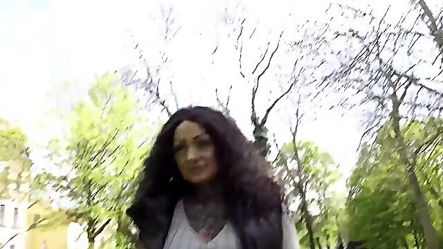 GERMAN SCOUT - 1st Anal Sex for Large Breasts Tattoo Model Mia Roux at Pickup Casting