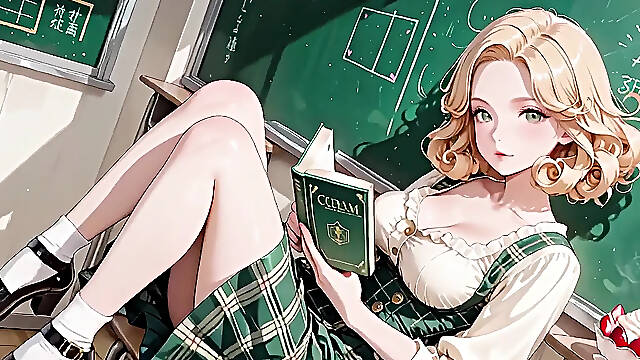 Instant Hard-On! Golden-haired Uniform Schoolgirl Oiled Undressed Soaked Deepthroat to Climax