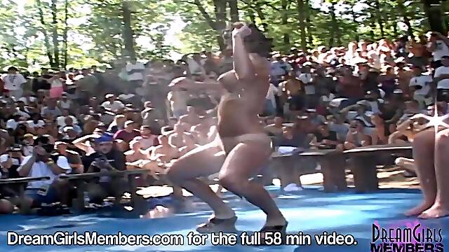 Hawt Wives Disrobe Bare In Amateur Soaked T-shirt Contest