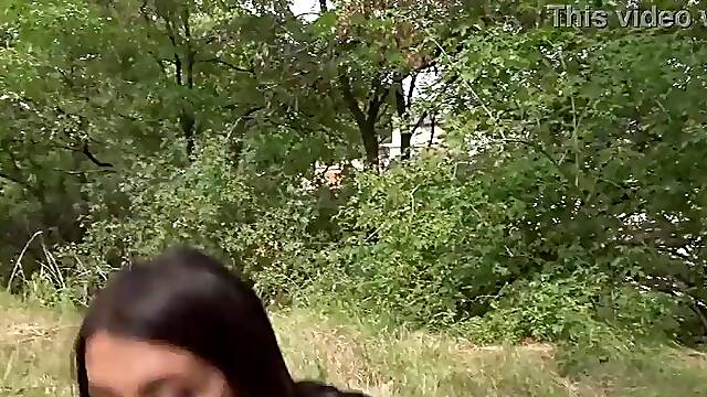 Public Agent - Sexy excited British Brunette hair Mamma screws a large dick outside