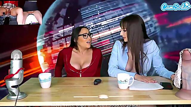 Camsoda - Lesbo MILFs Ride Sybian Climax On Air During The Time That Reading The News