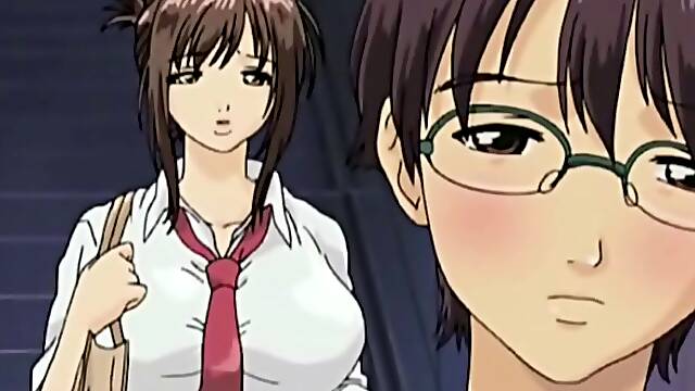 Teacher's big boobs bounce as she fingerbangs her eager student in a steamy hentai scene