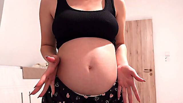 My pregnant Indian wife milks in the douche in milky panties