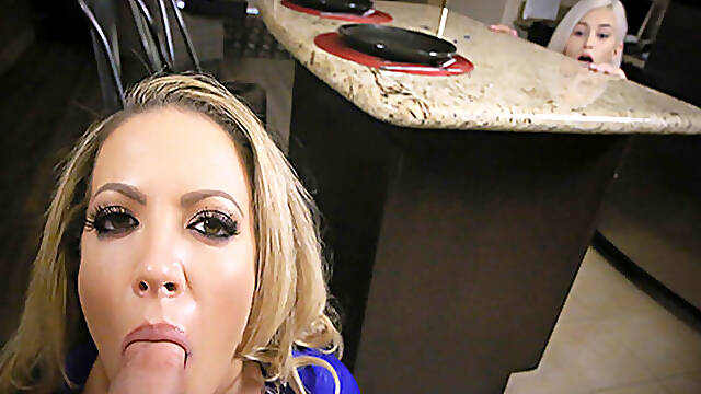 Stepmom Carmen Valentina Fucks a Young Guy in Front of Kiara Cole and Invites Her to Join the Fun