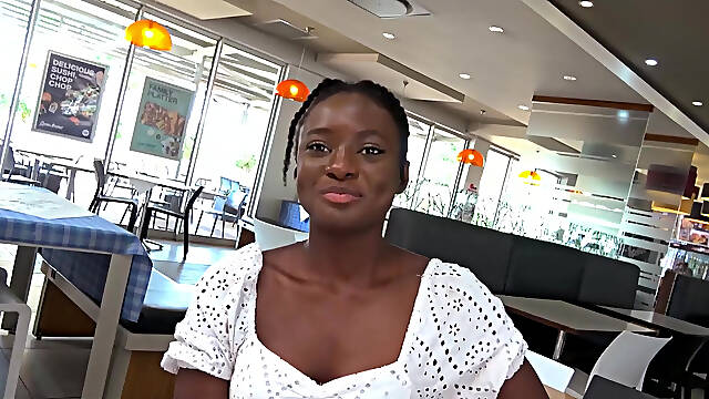 Cute Ebony Girlfriend Pussy Pounded By Big White Cock In a Public Park