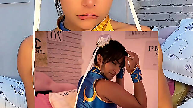 HOT CHUN LI COSPLAY EMANUELLY RAQUEL TEASING WITH HER BIG BRAZILIAN ASS