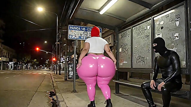 Big Ass Girl in Tight Pink Leggings Gets Stared at in Public
