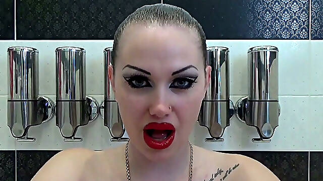 Lip smelling, kissing, duck face with huge red lips
